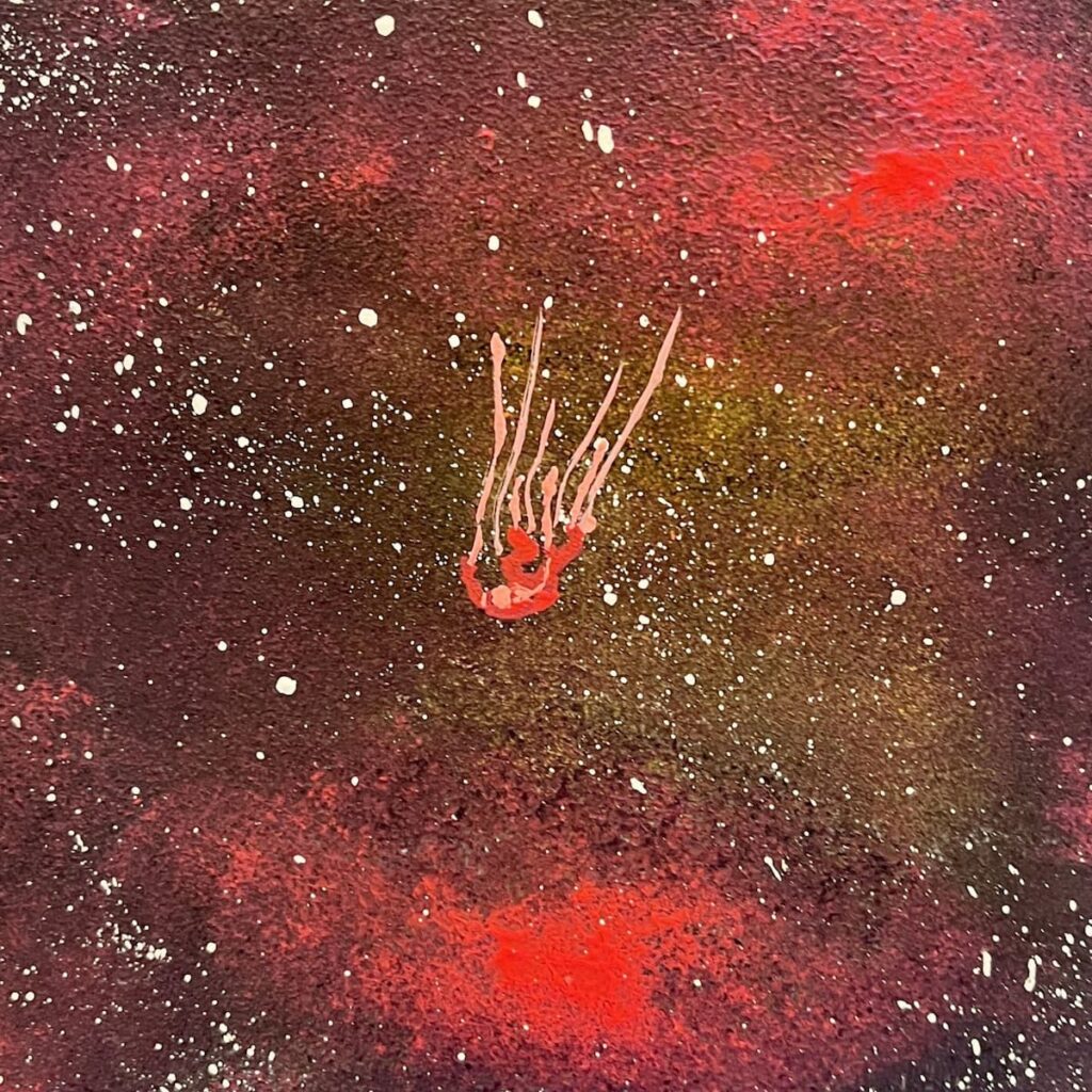 Fear Of Falling - affordable space artwork of a person falling through space by Steven Watson stainsbystev